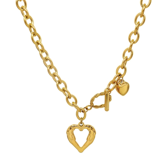 18k Gold plated stainless steel Hearts Necklace - NWT - Picture 4 of 4